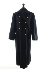 Cappotto Donna 42 Nero Uni Lungo Doppiopetto In Tessuto Di Lana Con Cashmere