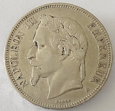 HN Francia Napoleone III 1869A 5 franchi Ag gr.25 BB+ KM#799 r427