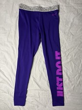 Nike Pro Warm Mezzo Collant Cintura Donna Large Viola 640959-547 Just Do It