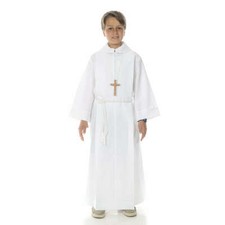 Tunica prima comunione 2 piegoni finto cappuccio