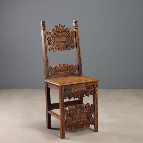Sedia barocca antica noce - sedia,