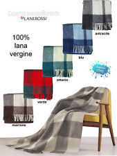 Coperta plaid cm 130 x 170 in pura lana vergine a quadri LANEROSSI MARZOTTO 