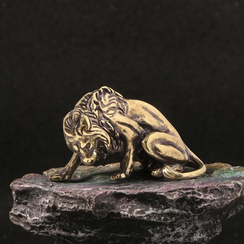 Statua leone ottone con - statua,