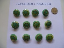 12 BOTTONI ARTIGIANALI RESINA COLATA VERDE GIADA - ORO VINTAGE DIAMETRO 2,7 CM