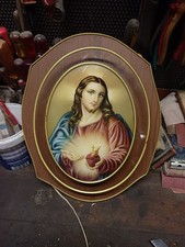 Quadro immagine sacro cuore Gesù Cristo SU VETRO Illuminato natività