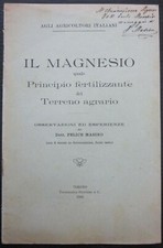 1916 MAGNESIO principio fertilizzante del terreno agrario agricoltura F. Masino