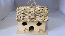 Wood Bird House With Woven