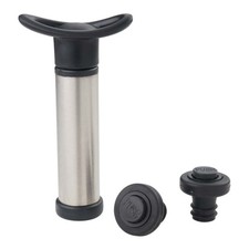 Pompa Bottiglia Salvavino Acciaio e 2 Tappi - Eva Collection - Ossigeno Vino