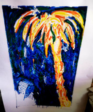 MARIO SCHIFANO  PALMA DORATA cm.70 x 100  franz borghese,ennio finzi,ugo nespolo