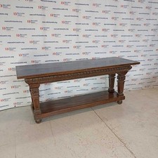 Grande Tavolo da Lavoro Antico Stile Neogotico Legno Intagliato Italia XX Secolo