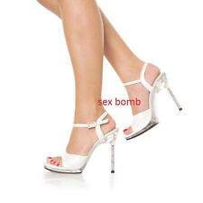 SEXY sandali Bianchi tacco spillo 11,5 cm BRILLANTINI strass N. 42 GLAMOUR