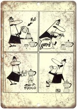Insegna Bialetti Caffè Espresso Vintage Pubblicità 12" x 9" Riproduzione Metallo N111