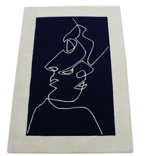 Tappeto Blu Beige 100% Lana