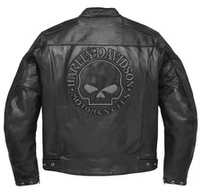 Giacca Moto Harley Davidson Uomo Nera Vera Pelle di Vacchetta Giacca Motociclista