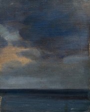 Dipinto A Olio Studio Nuvole E Mare Anonimo 25 X 20,8 Cm