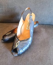 Sandali con tacco donna Melluso open toe, blu metallizzato in pelle 39,5