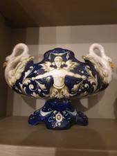 vaso salsiera antica 900 Molaroni Pesaro maiolica ceramica cigno
