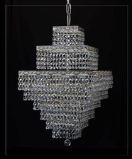 Orientale Quadrato Lampadario Con Vero Cristallo Antico Color Argento