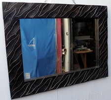 Specchio in legno intarsiato stagionato cm 80x60x3 color naturale venghè marrone