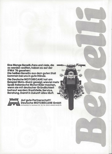 Brochure depliant benelli 750 - depliant,