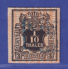 Hannover 1856/57 cifra valore 1/10 tallero Michel n. 12 timbrato gpr. PFENNINGER