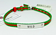 MORELLATO BRACCIALE UOMO TESSUTO VERDE E ROSSO,TARGHETTA WILD ACCIAIO LUCIDO,NEW
