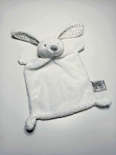 Doudou plat lapin - blanc, nez