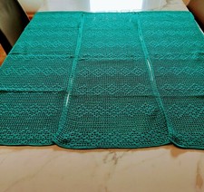 TRE TENDINE IN PURO COTONE VINTAGE verdi lavorazione Filet all'uncinetto 