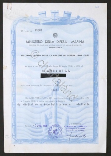 Attestato campagne guerra - attestato,
