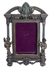 Cornice portafoto angelo cherubino musicista rococò bronzo dipinto a freddo 11x7 6x4 foto