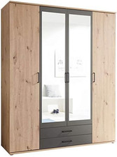 - Cremona - Armadio a 2 Ante Battente, 2 Anta Specchiata 2 Cassetti, LAP 159,3X1