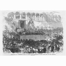 SHEFFIELD Presentazione al signor WF Dixon di James Dixon & Sons - Stampa antica 1870