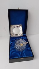 FORMAGGIERA IN CRISTALLO E ARGENTO ANNI 80 CON SCATOLA