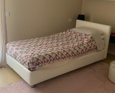 FLOU - Letto Singolo 100x200 in pelle bianca  con materasso e rete , come nuovo