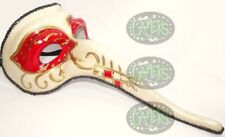 MASCHERA VENEZIANA BECCO Medico della peste naso lungo bianco avorio rosso