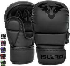 Guanti MMA Islero Fitness Nero Opaco Grappling Muay Thai Cage Fight