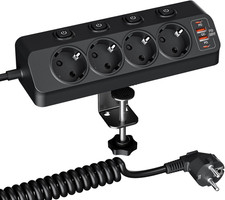 Ciabatta Multipresa Da Scrivania Con USB C PD 20W E USB A, Ciabatta 4 Prese Con 