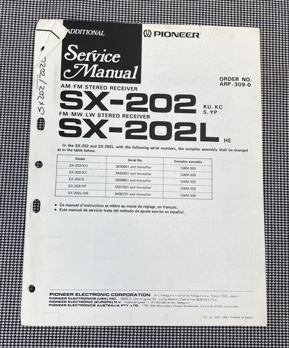Pioneer 202 am fm - pioneer, sx-202/l