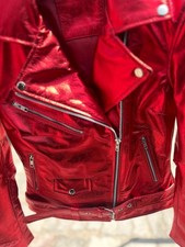 Giacca biker donna rosso pelle