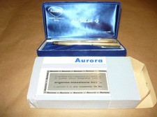 AURORA ALITALIA PENNA STILOGRAFICA + BIRO SET ARGENTO 925 FOUNTAIN PEN