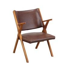 Poltroncina Vintage con Braccioli Faggio Skai Design Anni 60 Italia 