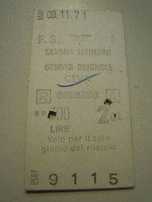 BIGLIETTO DEL TRENO CARTONATO