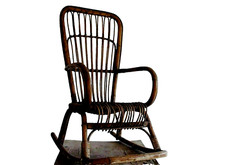 Vintage SEDIA A DONDOLO in Giunco Rattan Puramente Anni 60 Manifattura italiana