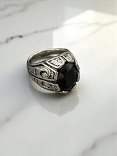 Anello uomo Agata Naturale Onice Nero Acciaio Chirurgico misure 9, 10, 11, 12