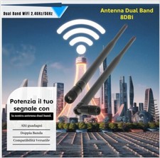 3 Antenne WiFi 6DBi SMA Maschio Dual Band Omnidirezionale 2.4GHz 5GHz 5.8GHz 
