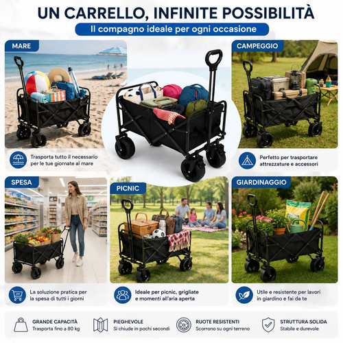 Carrello pieghevole 80kg - carrello, 4