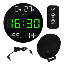 Orologio Digitale LED da Parete Rotondo Sveglia Data Temperatura Moderno