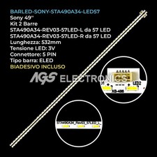 KIT 2 BARRE STRIP 57 LED TV