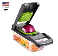 Tritatutto per Verdure 13 Pezzi con Vassoio Grande di Cattura (Dadi, Tagliare, Tritare e Grattugiare)