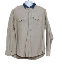 Camicia vintage Panhandle slim ruvida stock L pesante denim colletto abbottonata